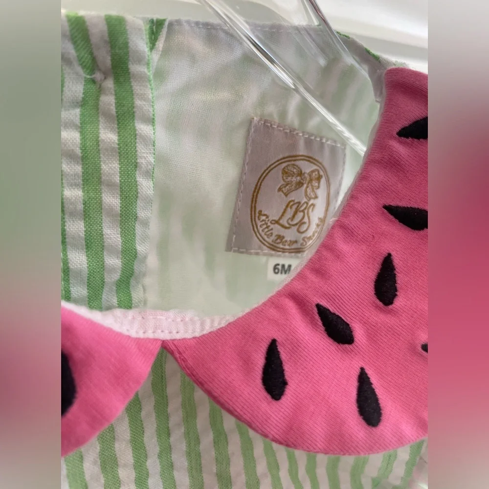 Little Bear Smocks Watermelon Bubble Romper – Baby Girl 6 Months